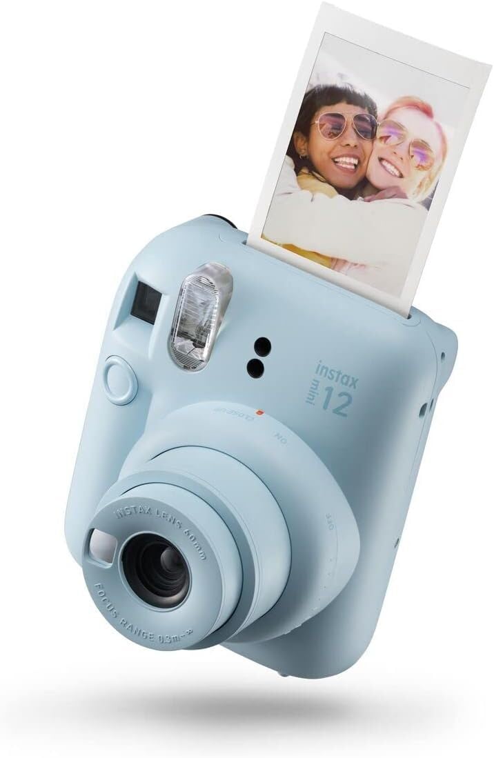Fujifilm Instax Mini 12 Camera with Fujifilm Instant Mini Film (40 Sheets) Bundle with + Sunshine Photo Microfiber Cleaning Cloth (Pastel Blue)