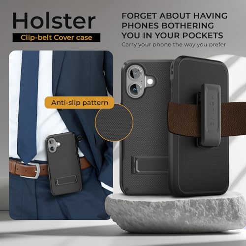 MOTIVE iPhone 16 Case with Belt Clip & Kickstand, MagSafe Compatible, Shockproof Shell Holster Combo, 6.1" | Black V2 by MOTIVE - Used condition - Image 3