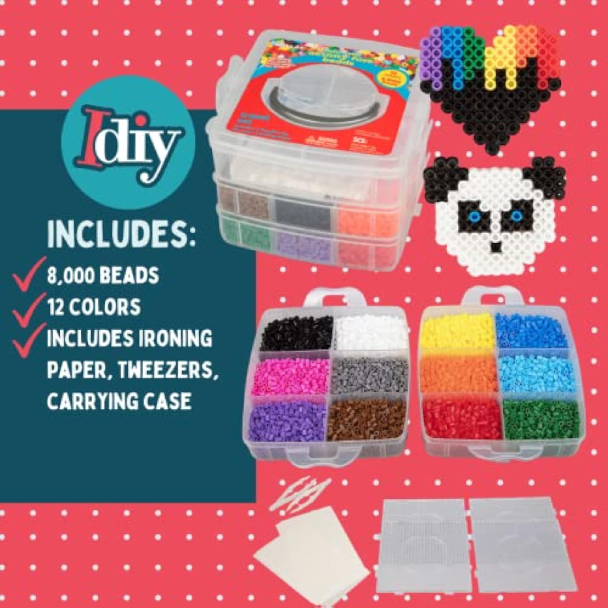 8,000pc Fuse Bead Super Kit - 12 Colors, Complete Set