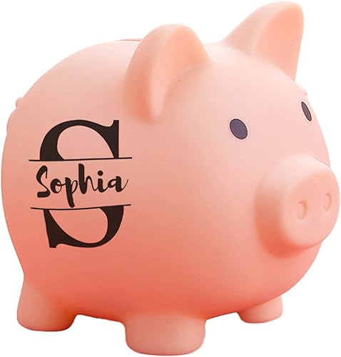 Alcancía personalizada, banco de dinero con nombre personalizado, banco de dinero de plástico irrompible, banco de monedas para niñas y niños,