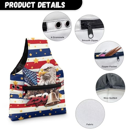 Image of ZUXONGSY America250 Yarn Tote Bags for Crocheting Lightweight 250th Patriotic Eagle Yarn Storage Organizer Knitting Project Bag for on The Go Travel July 4th 2026