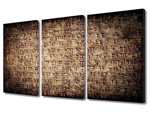 Tableau cunéiforme sumérien triptyque haut de gamme pour sublimer votre chambre