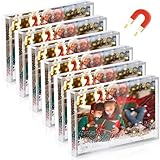 6 Pcs Magnet Snow Globe Photo Frame 2 x 3 Refrigerator Mini Picture Frame Acrylic Liquid Frames Small Table Picture Holder Compatible with Polaroid Fujifilm Instax Film Photos for Fridge (6, White)