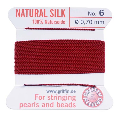 Griffin Silk Beading Cord & Needle Sz 6 Garnet Red