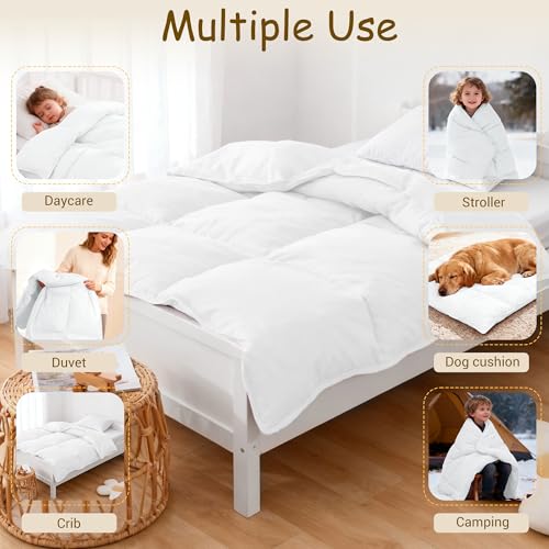 Image of ZPECC Toddler Goose Down Comforter, Baby Duvet Insert, 41 inchx48 inch, White | Hypoallergenic Soft Lightweight All Season Quilt Fit Crib Daycare Stroller Preschool, Machine Washable