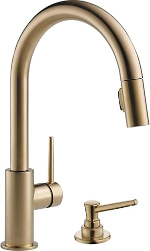 Delta Faucet Trinsic - Grifo de cocina extraíble con rociador extraíble, fregadero de cocina con dispensador de jabón de cocina, para fregaderos de