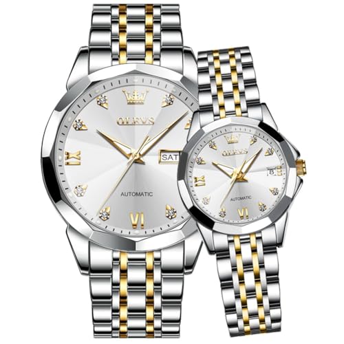 Image of OLEVS Automatic Mens Watches Self Winding Mechanical Business Luxury Dress Wrist Watch Stainless Steel Waterproof Luminous Day Date