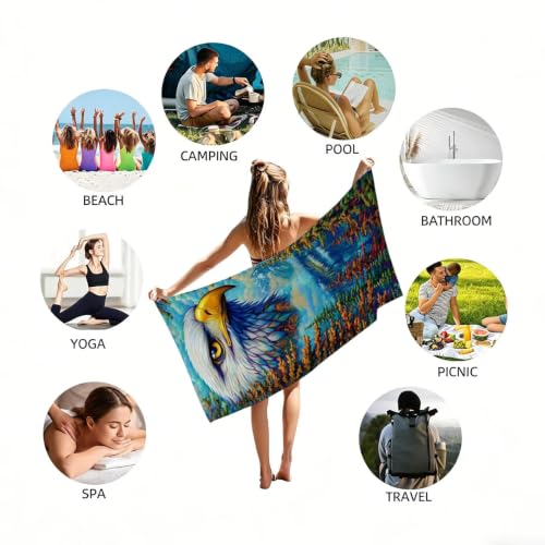 Serviettes de plage microfibre drap de bain grande taille anti-sable - 6