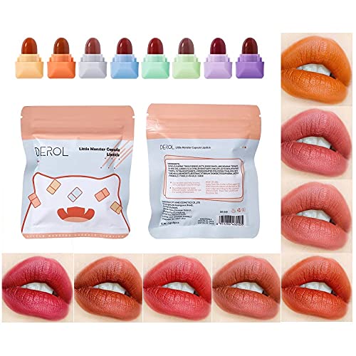 8 Colors Mini Candy Matte Lipstick Set, Velvet Capsule Waterproof Lipstick Cosmetic Gift Long Lasting Easy to Color Lipstick Tools