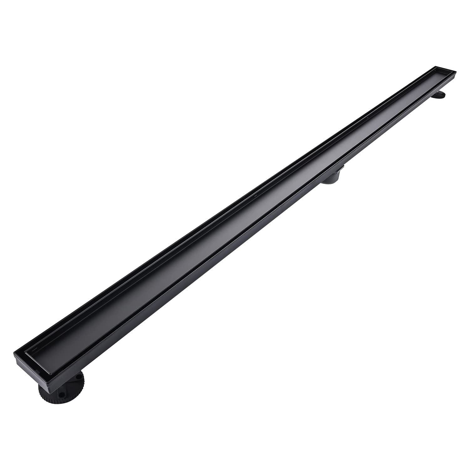 AVSIILE Linear Shower Floor Drain, Black 60 Inch 304 Stainless Steel Bathroom Drains Kit, Rectangular Shower Trench Drain with Reversable Tile-in Pattern Drain Cover & Hair Catcher