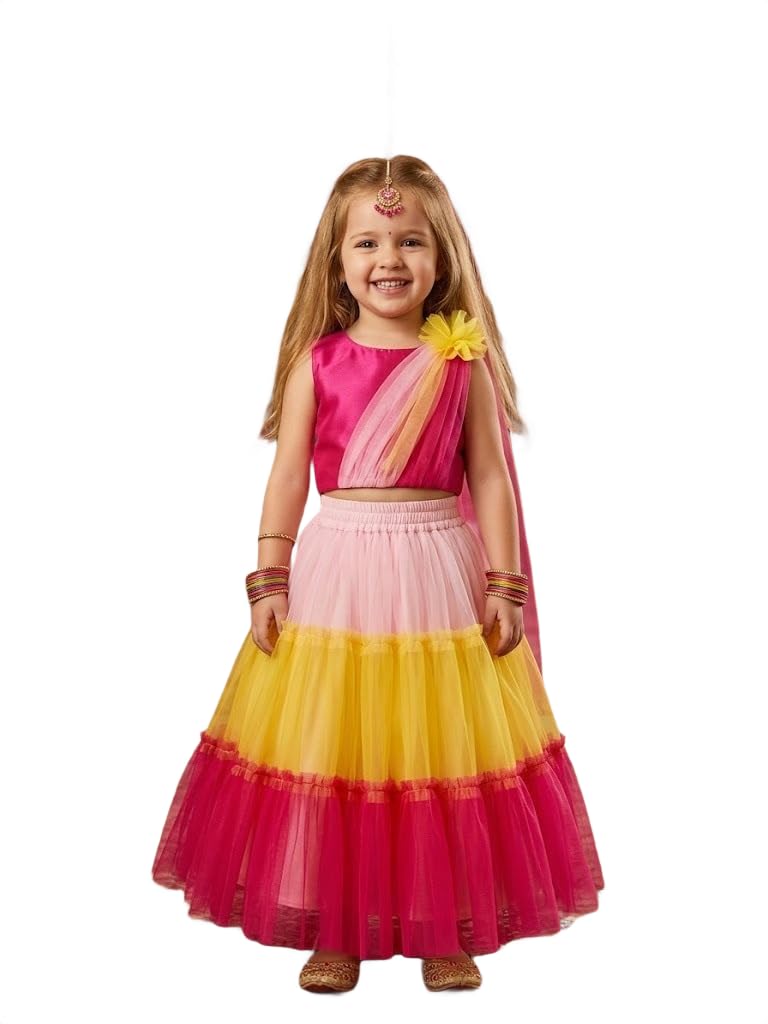 A.T.U.N. (ALL THINGS UBER NICE) Dziewczęca bluzka Lehenga Ready to Wear z Dupattą