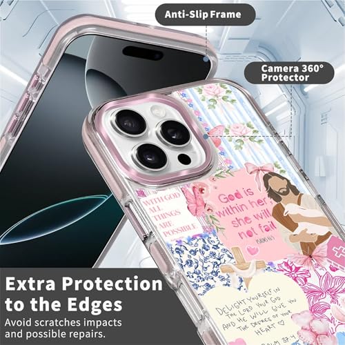 COTAIL Clear Case for iPhone 16 Pro, [Magnetic Charging Compatible][Military-Grade Protection][Anti-Yellowing] Shockproof Slim Magnetic Phone Case for iPhone 16 Pro, Pink Jesus Collage - image 5