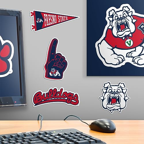 Image of Fresno State University Vinyl Sticker Pack - 9 Waterproof Bulldogs Logos, Helmet, Mascot, Paw & Pennant Decals for Laptop, Water Bottle, Tablet, Car, Skateboard & More