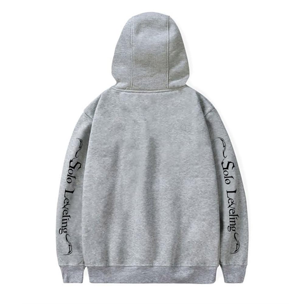 Solo Leveling Hoodie Anime Sweatshirt Sung Jin-Woo Felpe con Cappuccio Unisex Cartoon Pullover con Maniche Lunghe