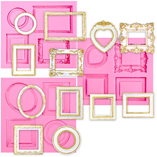 Large Mirror Frame Candy Silicone Mold 2Inch Medium, 3 In Set For Sugarcraft, Cake Decoration, Cupcake Topper, Chocolate, Fondant, Jewelry, Polymer Clay, Epoxy Resin, Crafting Projects #TOP9