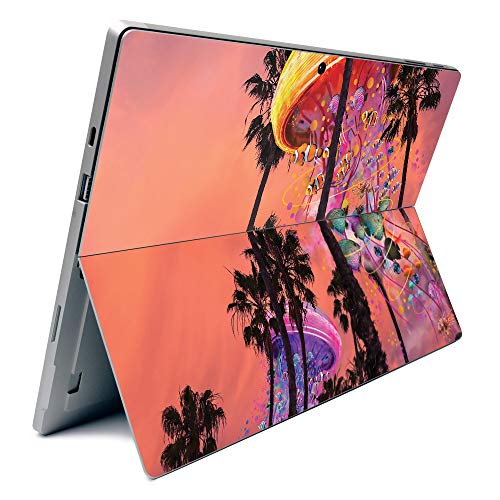 Image of MightySkins Carbon Fiber Skin for Microsoft Surface Pro 7 - Jellyfish Palms | Textured Carbon Fiber Finish | Easy to Apply, Remove, and Change Styles | Made in The USA