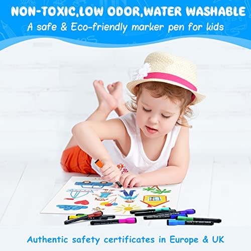 maxtek Whiteboard Pens Whiteboard Markers, 12 Count Magnetic Dry Erase Markers, Fine Tip White Board Markers Erasable, 12 Colours Low Odor Dry Wipe Marker Pens with Eraser