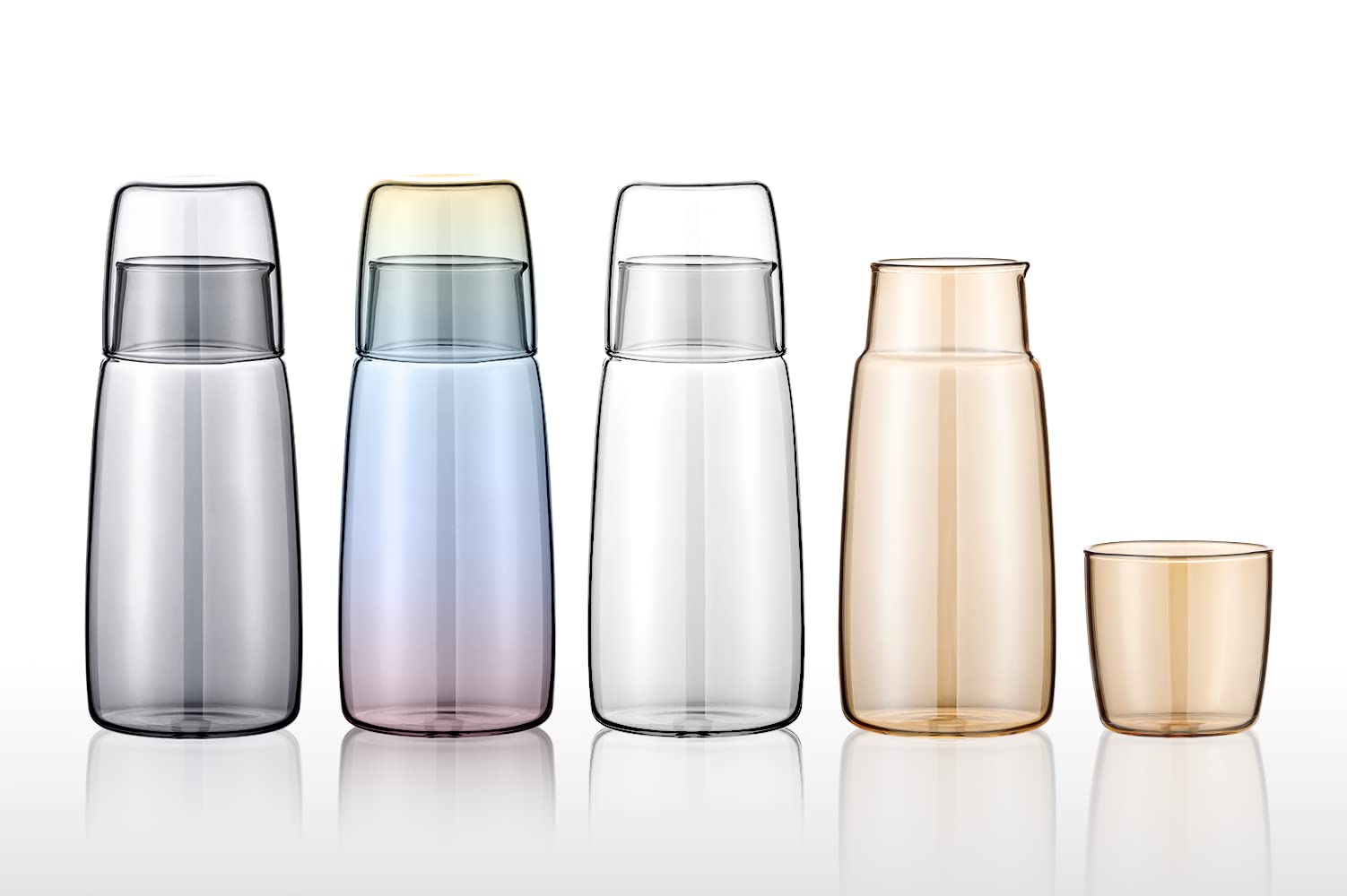 Bedside Water Carafe and Glass Set, 750ML Pitcher With Cup for Bedroom Nightstand, Thickened Tumbler for Bathroom Night Water Serving (Grey)