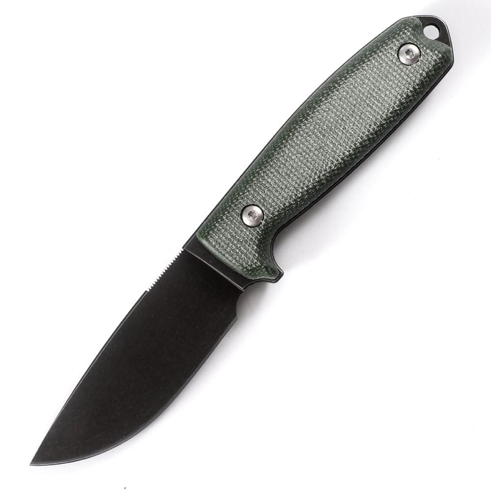 JEABROTHER 14C28N-Stahl Outdoor-Feststehmesser mit Micarta-Griff, Inklusive Scheide und Gürtelclip, Feststehende Klinge für Täglichen Gebrauch, Wandern und Camping (B)