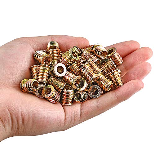 Pgmj 80 Pieces 1/4"-20 Wood Inserts Bolt Furniture Screw In Nut Threaded Fastener Connector Hex Socket Drive For Wood Furniture Assortment (1/4"-20 X15Mm) #TOP2