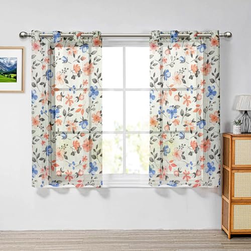 Image of Cortina Linen Polyester Printed Curtains Set of 2, Curtain for Doors Home Decor Items for Living Room Bedroom (Pink, 5FT)