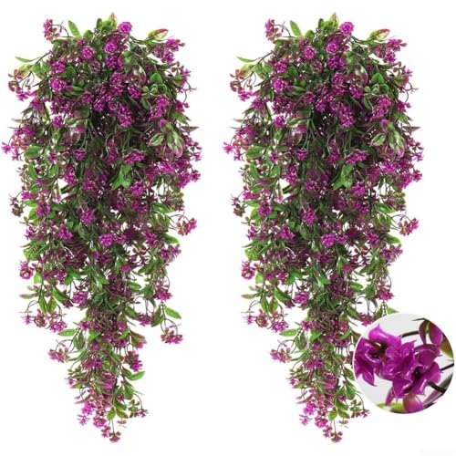 Künstliche künstliche Rosenpflanze mit künstlichem Weiden-Dekor, geeignet für Innen- und Außendekorationen (violett-rot)