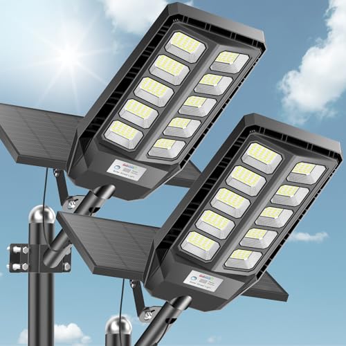 VOOJOY Solar Lights Outdoor Waterproof, 7000K Dusk to Dawn Solar Street Lights Outdoor Motion Sensor with Remote, LED Security Flood Light for Outside, Parking Lot, Yard, Garden, Garage, 2 Pack VOOJOY Solar Lights Outdoor Waterproof, 7000K Dusk to Dawn Solar Street Lights Outdoor Motion Sensor with Remote, LED Security Flood Light for Outside, Parking Lot, Yard, Garden, Garage, 2 Pack