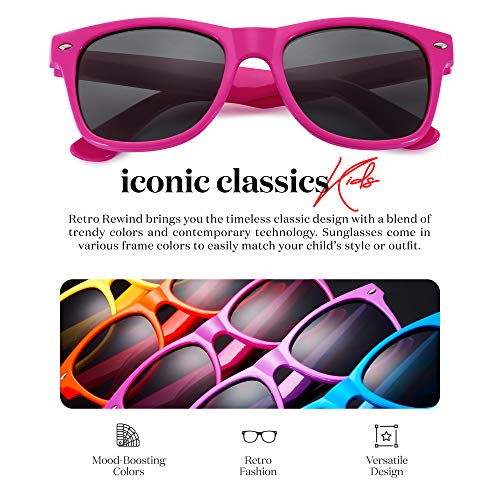 Retro Rewind Iconic Kids Sunglasses for Boys Girls - Shatterproof UV400 Children Sunglasses for Toddlers Kids Age 2-102