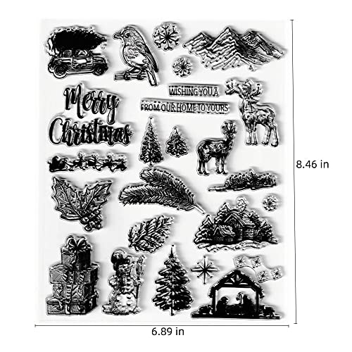 Mountain Christmas Tree Elk Clear Stamps Snowman House Pray Pattern Transparent Seal Stamps For Holiday Card Making Decoration And Diy Scrapbooking Album Diy Crafts #TOP1