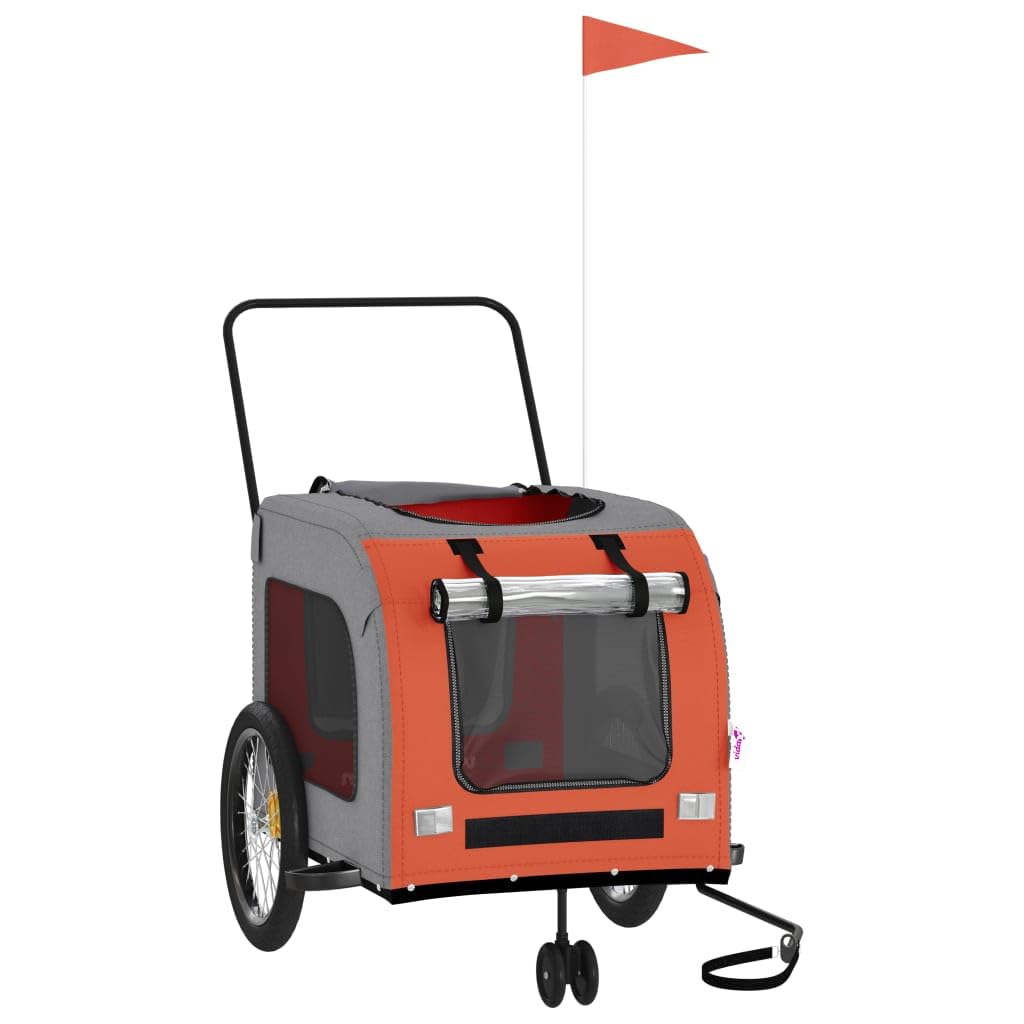 Homgoday Remolque de bicicleta para animales naranja y gris Oxford y hierro, mueble carro para perro, carro para bicicleta, carro para perros, transportín perro bicicleta modelo 93858
