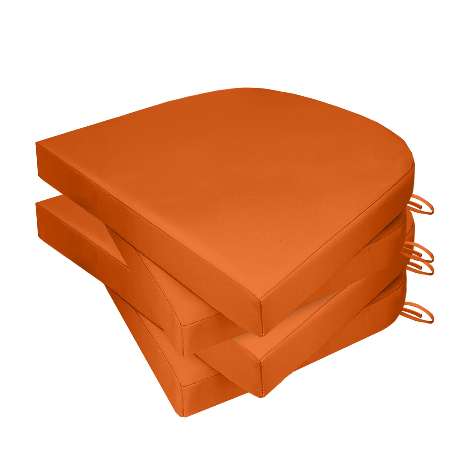 Photo 1 of COZIFYY Outdoor Chair Cushions for Patio Furniture, 17X16X2” Patio Chair Cushions Set of 4, Waterproof Round Outdoor Seat Cushions with Non-Slip Bottom & Ties, Fade Resistant Chair Pads, Orange