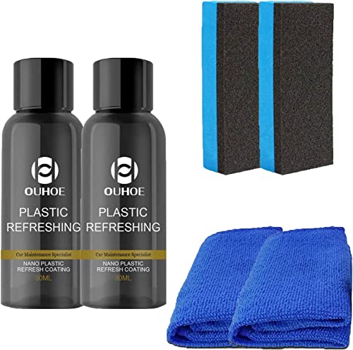 Plastic Revitalizing Coating Agent, 2023 New Nano Plastic Refreshing Coating, Plastic Parts Refurbish Agent for Car, Automotive Interior Cleaning Agent for Quick Restorer (2Pcs-30ml)
