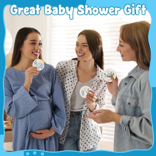 Image of Wooden Baby Monthly Milestone Cards Double Sided Baby Birth Sign Elephant | Hello World Milestone Sign Discs Pregnancy Baby Shower Gifts for Newborn Photo Props