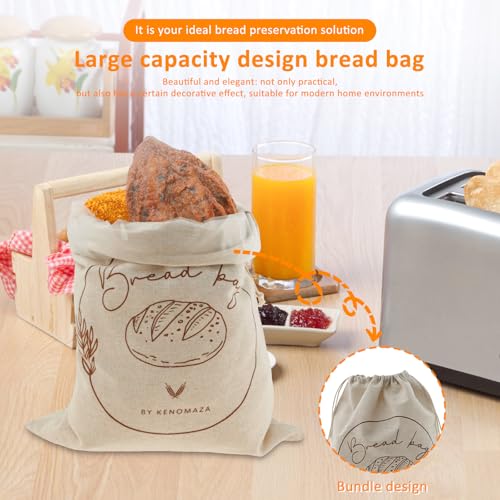 3 Pack Bread Bags for Homemade Bread - Reusable Linen Bread Storage Bag with Drawstring and TPU Lining, Sourdough Bread Bags, Portable Sourdough Storage Bag for Homemade Bread Sourdough (A) by Mimoyalaso - Used condition - Image 2