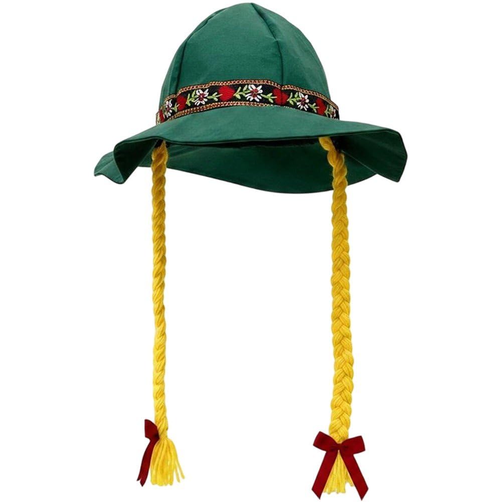 Sslvya Oktoberfest Hat with Braids Novelty German Beer Festival Party Hat Bavarian Oktoberfest Party Costume Accessories