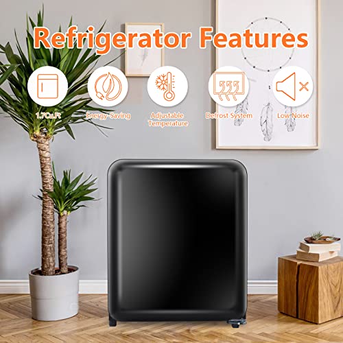 Image of Antarctic Star Compact Refrigerator Mini Fridge for Beverage, Ice Cream, Vegetable, Fruit, 1.7 Cu. Ft., Freezer with Drip Tray, Bottle Racks and Defrost Button, Great for Bedroom, Office, Garage, Dorm, Black
