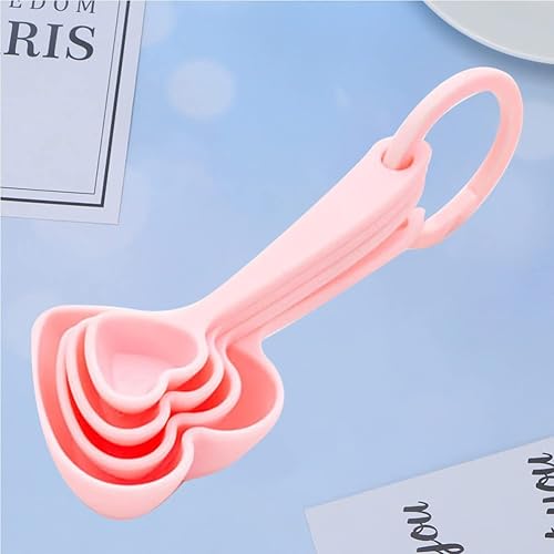 Miniatura 7 de Hemoton Cucharas medidoras de plástico con forma de corazón, cucharadita de postre, cuchara de café, medida seca, vajilla líquida para cocina,