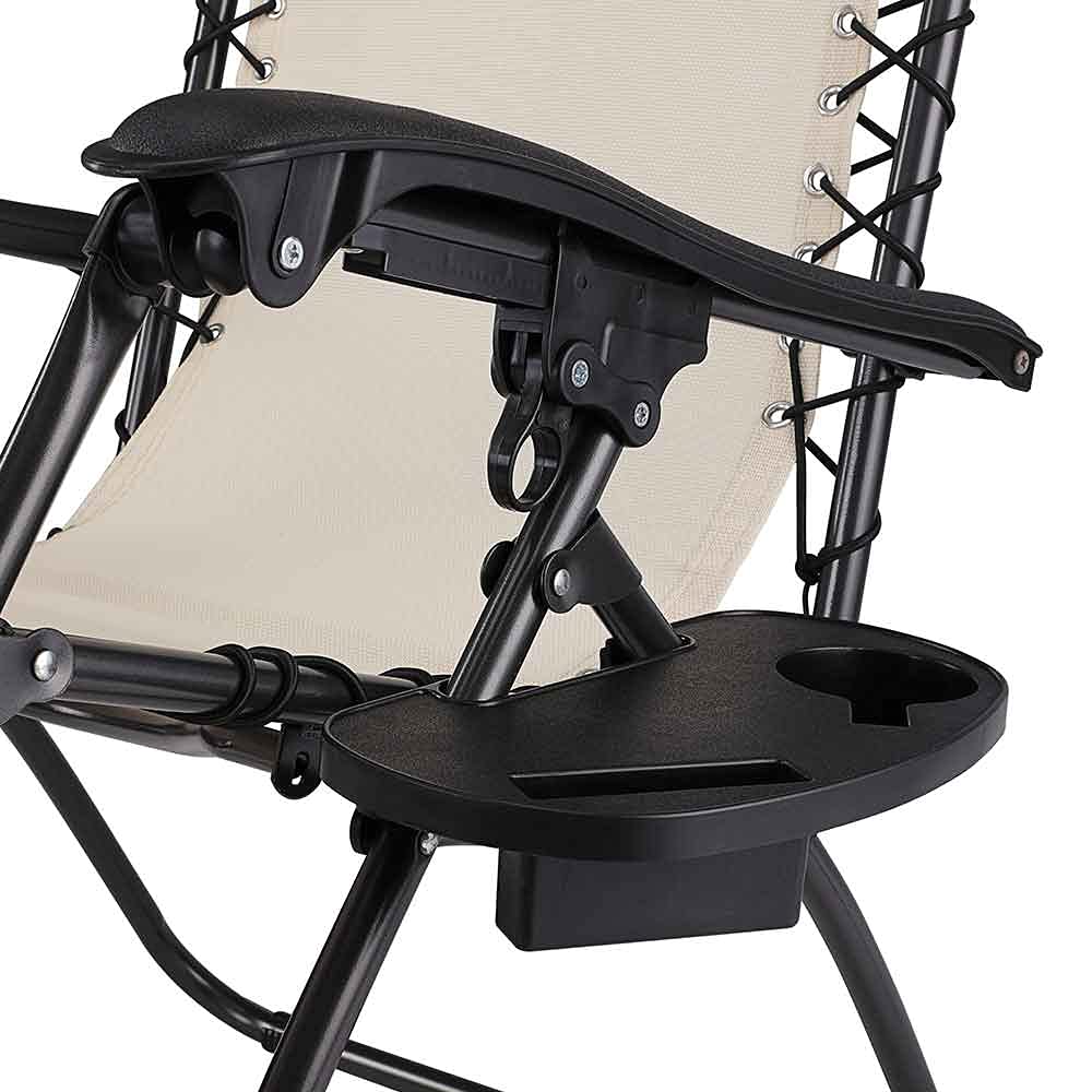 BAKAJI Sedia gravità Zero Sdraio da Giardino Poltrona Relax Pieghevole Salvaspazio con Vassoio Tubolari Acciaio 22mm Reclinabile Tessuto in Texilene Traspirante Terrazzo Piscina Esterno (Beige)