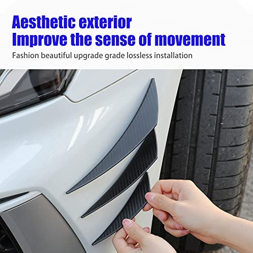 Yonput 6 PCS Car Spoiler Canards Kit, Auto Front Bumper Lip Splitter, Body Anti-Collision Diffuser, Exterior Soft Rubber Decorative Accessories, Vehicle Universal Stickers (Carbon Fiber Black) - Thumbnail 6