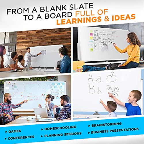 Zenguin Mobile Whiteboard – Easel Style Dry Erase Board W Locking Wheels - Double Sided Magnetic Easel Board - Adjustable Height Rolling Whiteboard - Portable Whiteboard W Accessories (48X36, White) #TOP5