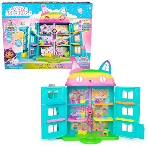 Gabby et la Maison Magique - Gabby Dollhouse - Maison de Poupée Interactive Avec 1 Figurine + 15 Accessoires - Thème Fête - Jouet Gabby Et La Maison Magique - Gabby Chat - Jouet Enfant 3 Ans +