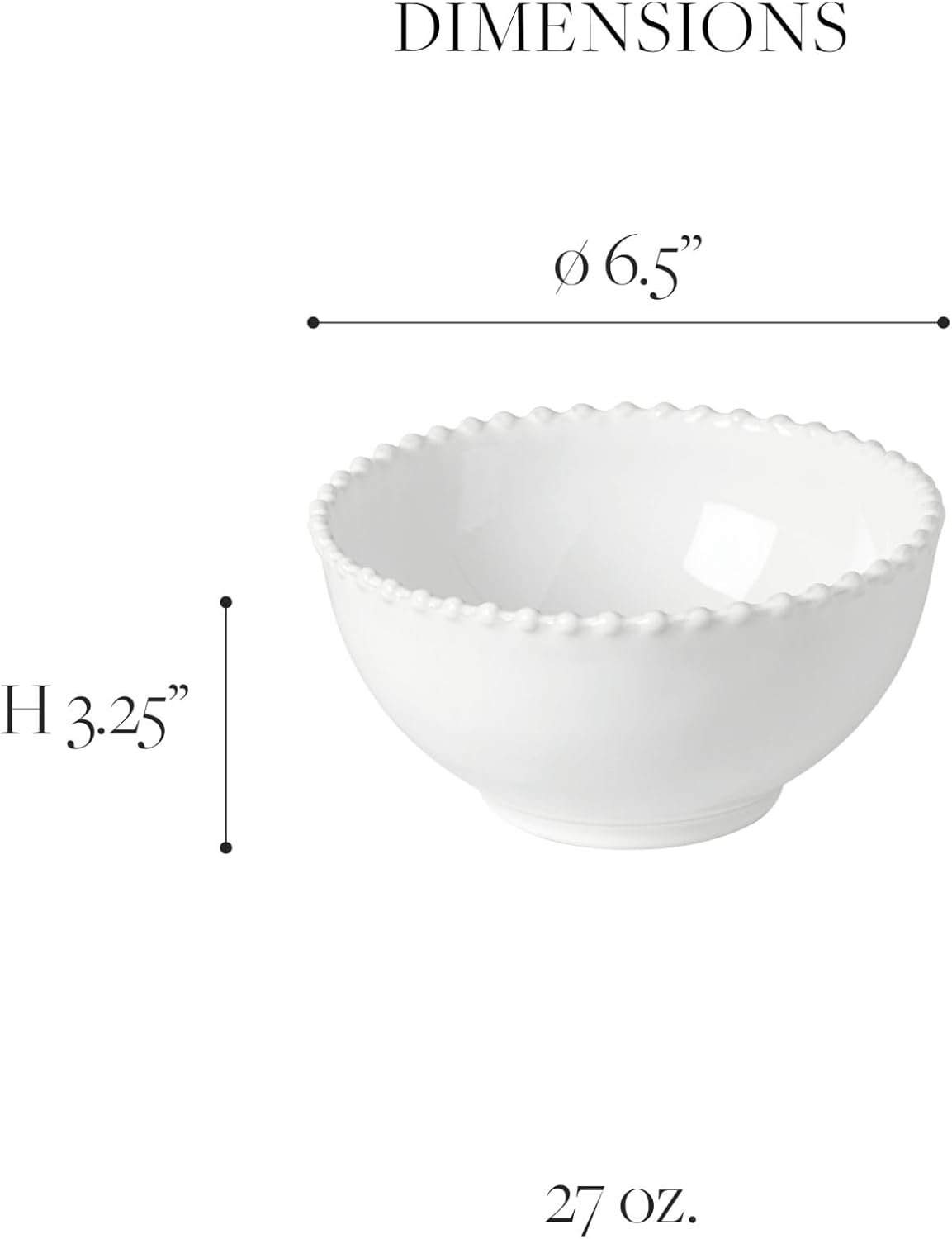 Costa Nova Ceramic Stoneware 27 oz. Soup & Cereal Bowl - Pearl Collection, White | Microwave & Dishwasher Safe Dinnerware | Food Safe Glazing | Restaurant Quality Tableware