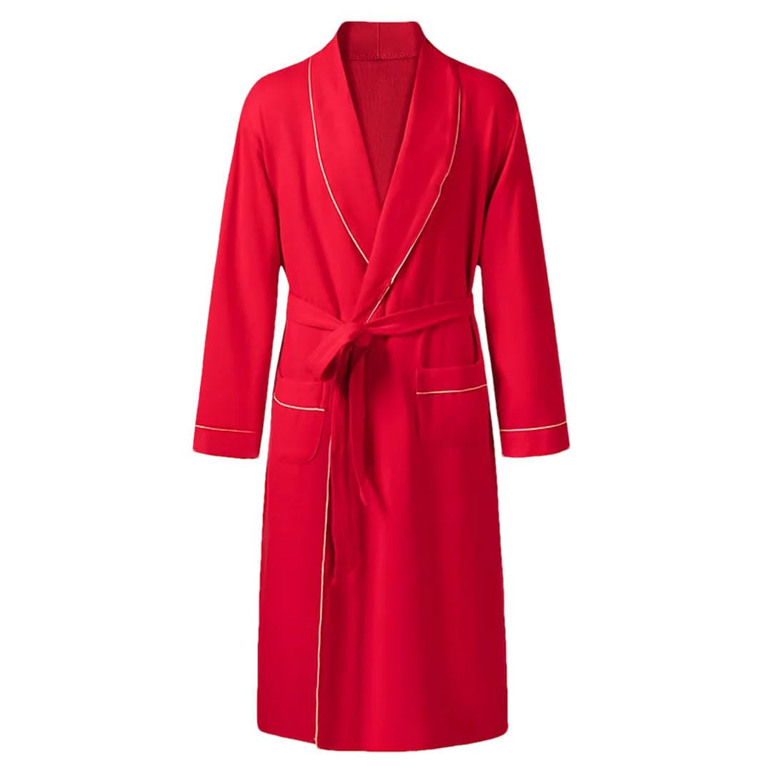 Hgvcfcv Vestaglie da uomo in cotone Grandi Cantieri Accappatoi Mattina Casa Cappotto Medio Lungo Primavera Camicia da notte, 706, XXL