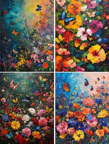 Kits de Diamond Painting Papillons 60x80cm | 4 Pack Peinture Diamant Complet