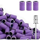 120Pcs Nail Drill Bits Sanding Bands with Nail Drill Bits, Professional Sand Band 240# Fine Grit...