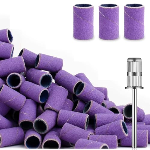 120Pcs Nail Drill Bits Sanding Bands with Nail Drill Bits, Professional Sand Band 240# Fine Grit...