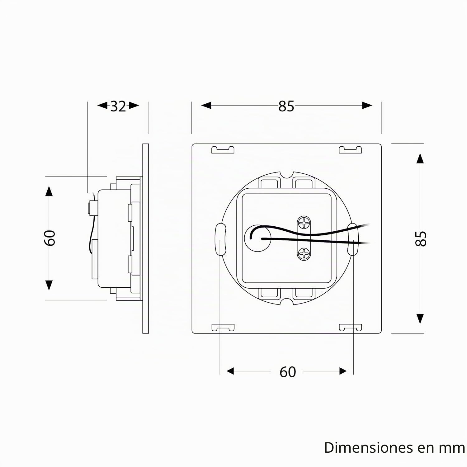 ledscom.de Lámpara LED para escaleras/empotrable en pared FOW de 15 LED, para interior y exterior, downlight, rectangular, 85 x 85 mm, blanco cálido