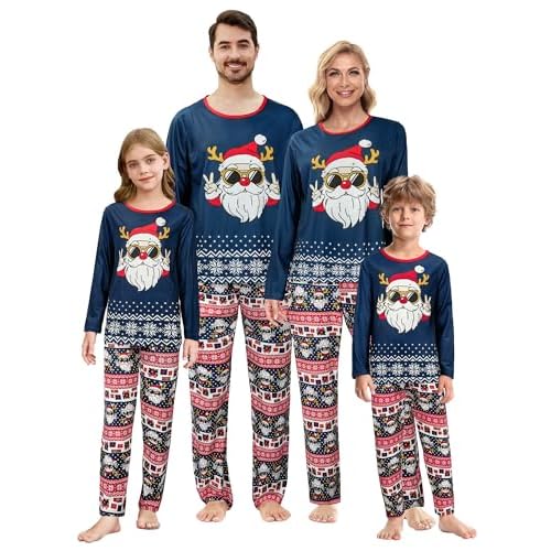 VENTELAN Family Matching Christmas Pajamas Set Holiday Santa Claus Sleepwear Xmas PJS Set for Couples and Kids Kids 2T Santa Claus