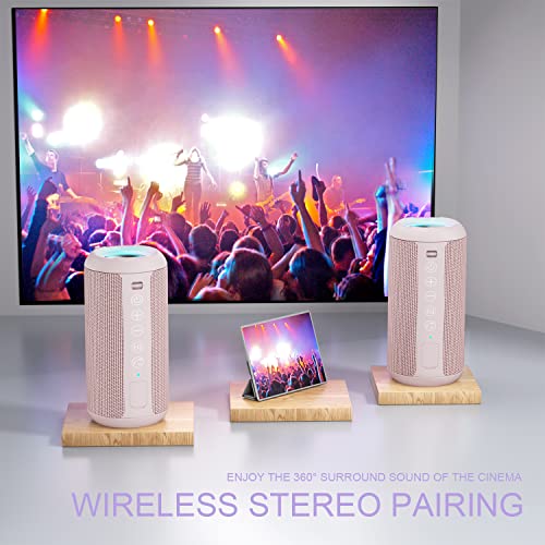 Image of Ortizan Portable Bluetooth Speakers, IPX7 Waterproof Wireless Speaker with 24W Loud Stereo Sound, Deep Bass, Bluetooth 5.3, RGB Lights, Dual Pairing, 30H Playtime for Home, Outdoor, Party