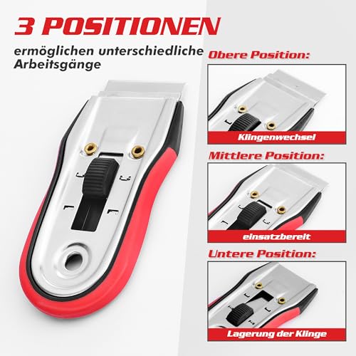 Goldblatt Rasierklingen Schaber, 2-teiliges Rasiermesser Schaber Werkzeug mit 20-teiligen Klingen, Breite & Kurze Klingen für Abziehbilder, Aufkleber, Etiketten, Dichtung, Klebstoff